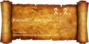 Kacsó Karina névjegykártya